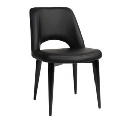 Albury Premium Vinyl Side Chair with Black Metal Legs