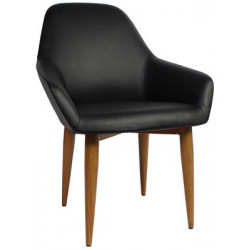 Bronte Premium Vinyl Armchair with Timber Look Metal Legs